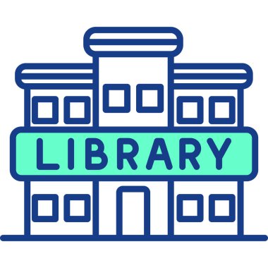 kütüphane binası modern simge, vektör illüstrasyonu