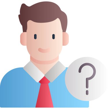 Soru ikonu olan bir iş adamı. vektör illüstrasyonu