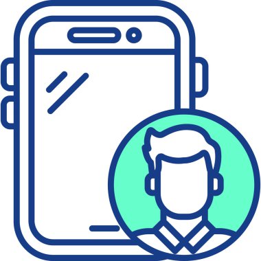Cep telefonu olan bir adamın vektör çizimi