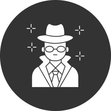 Şapkalı ve güneş gözlüğü ikonlu bir adam. Şapkalı ve sakallı bir adamın basit bir tasviri.