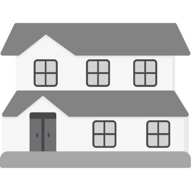 Beyaz arkaplanda izole edilmiş düz bir evin vektör düz simgesi.