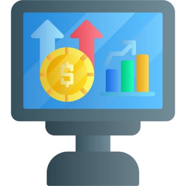 Dolar büyüme grafiği simgesi, düz biçim