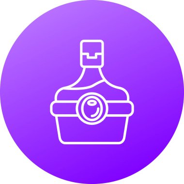 Beyaz arka planda izole edilmiş mor parfüm ikonu şişesi. vektör illüstrasyonu