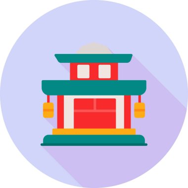 Basit dizaynlı Çin tapınağı simgesi