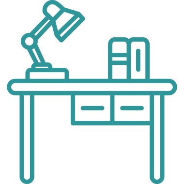 Ofis masası. Web simgesi basit illüstrasyon