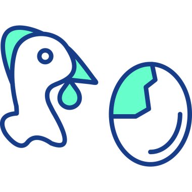 Mavi çizgi tavuk yumurtası simgesi beyaz arkaplanda izole edilmiş. vektör.