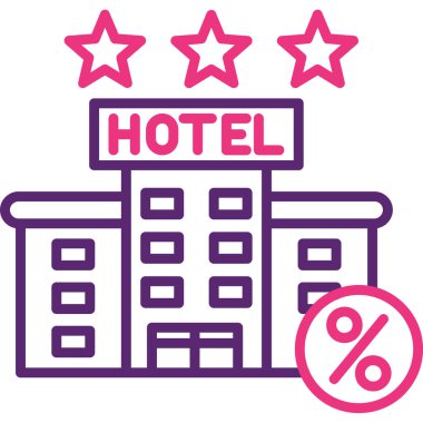 Otelde. Web simgesi basit illüstrasyon