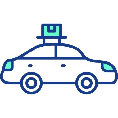 Taksi simgesi, vektör ince çizgi işareti, beyaz üzerinde izole.