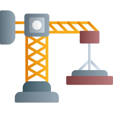 Vinç simgesine sahip inşaat araçları, vektör illüstrasyon tasarımı