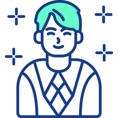 Web sitenizin tasarımı, logosu, uygulaması, vektörü için yumuşak mavi arkaplanda izole edilmiş modayı takip eden erkek avatar simgesi.