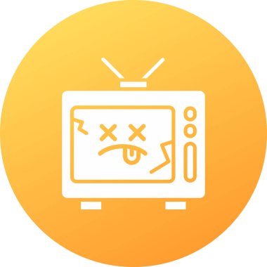 Kızgın ve suratsız bir televizyon. Beyaz üzerine izole edilmiş vektör illüstrasyonu