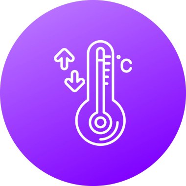 Beyaz arkaplanda çizgi sıcaklığı simgesi izole edildi. Termometre simgesi. Renkli taslak konsepti. vektör illüstrasyonu