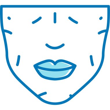 Beyaz arkaplanda izole edilmiş modayı takip eden kadın yüzü simgesi.