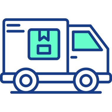 Kamyonet teslimatı ikonu. taslak karavan dağıtım van vektör rengi düz izole