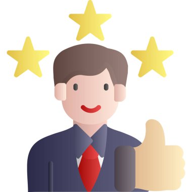 Parmakları havada mutlu bir iş adamı. Beyaz arkaplanda izole edilmiş vektör illüstrasyonu.