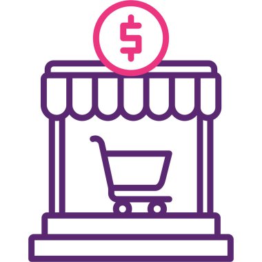 Modern alışveriş arabası simgesinin vektör çizimi