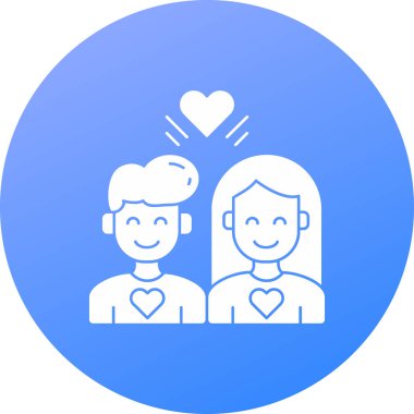 Kalp ikonu olan çift, vektör illüstrasyonu