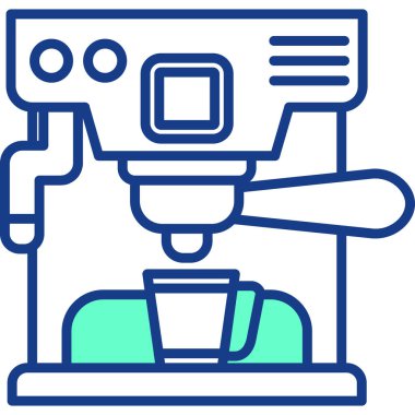 makine kahve makinesi simgesi ile doldurulmuş dış hat biçimi