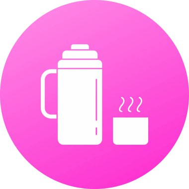 Beyaz arka planda beyaz çaydanlık simgesi izole edildi. Çaydanlık ikonu. Pembe kare düğme. vektör illüstrasyonu