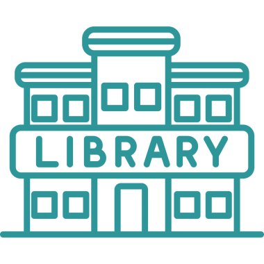 Kütüphane binası simgesi. Web için kütüphane vektör simgelerinin özet çizimi