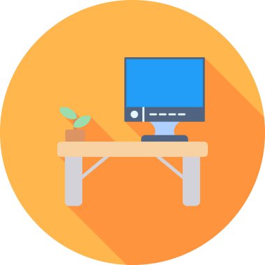 dizüstü bilgisayarlı masa bilgisayarı, vektör illüstrasyonu