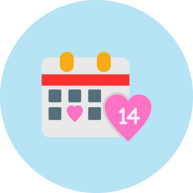 Sevgililer Günü takvimi simgesi düz stil