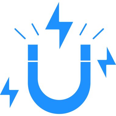 Mıknatıs simgesi. vektör biçimi yuvarlak açılı düz ikonik semboldür, mavi renk, beyaz arkaplan.