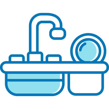 banyo lavabosu simgesi, vektör illüstrasyonu