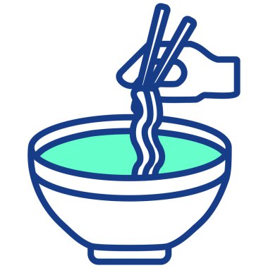 Çubuk ikonlu erişte kasesi, taslak tarzı.