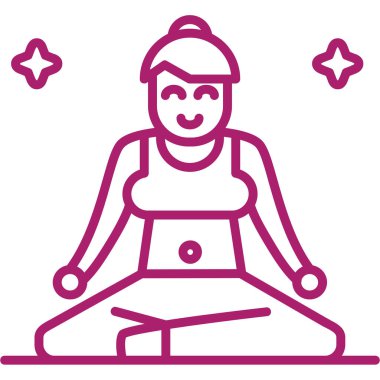 Kadın yoga meditasyon simgesi - ana hatları - biçiminde