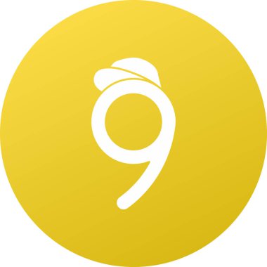 Daire simgesinde 9 numara, düz vektör simgesi. Sekiz numara, logo, sayı, sembol, işaret, illüstrasyon, logo, grafik,