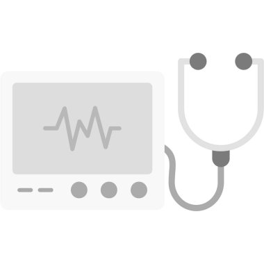 Stetoskop kardiyogram düz simge, vektör illüstrasyonu, sağlık konsepti