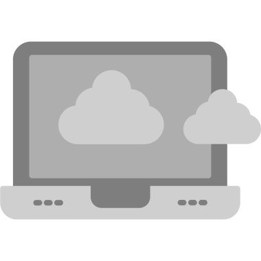 bilgisayar ve bulut ikonu vektör çizimi