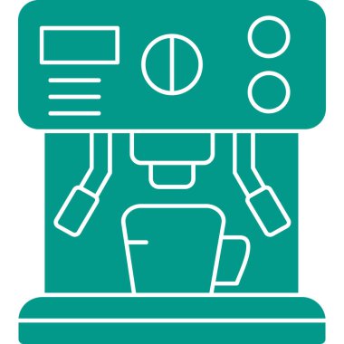 Kahve makinesi ikonu. Web için kahve makinesi vektör simgelerinin özet çizimi