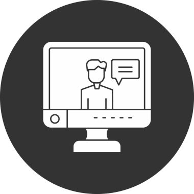 Sohbet baloncuğu simgesi olan dizüstü bilgisayar, basit biçim