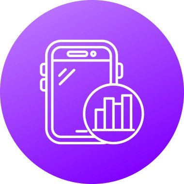 beyaz arkaplanda çizelge simgesi olan hat cep telefonu. istatistiklerle rapor ver. Renkli taslak konsepti. vektör