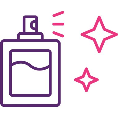 Beyaz arkaplanda çizgi parfüm ikonu izole edildi. Renkli taslak konsepti. Vektör