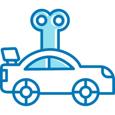 Mavi çatılı araba.