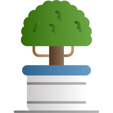 Mavi çizgili ağaç bitkisi vektör tasarımı