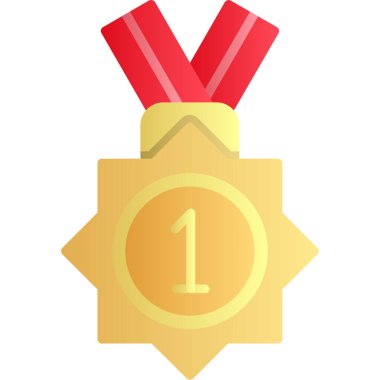 Altın madalya ikonu, çizgi film stili.