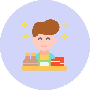 Kafasında hediye olan bir çocuğun vektör çizimi