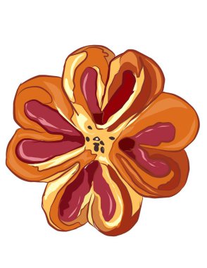 Elle çizilmiş güzel çiçek, fasulyeli çörek, ekmek. Hamur işi.