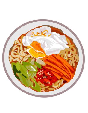 Tavuk yumurtasıyla hazır eriştenin el çizimi.