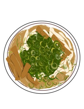 Yeşil sebzeli eriştenin vektör çizimi