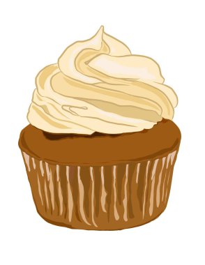 Kremalı çikolatalı pasta, resimli, beyaz arka planda vektör..