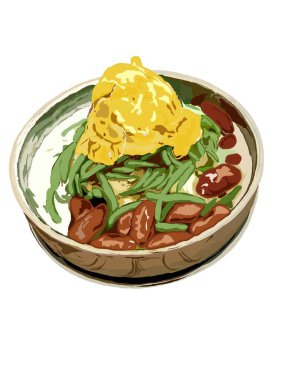 Malezya tatlısının resmi, hindistan cevizi sütü, fasulye ve tatlı mısır ile buz..