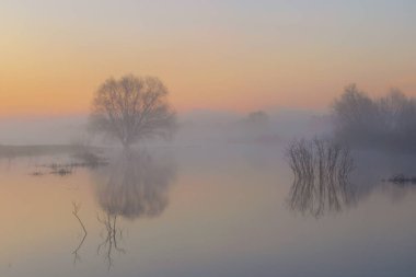 Göl üzerinde sabah gündoğumu.