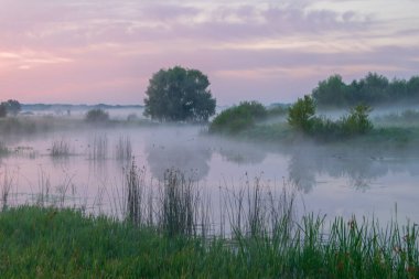 Gölün üzerinde gün doğumu