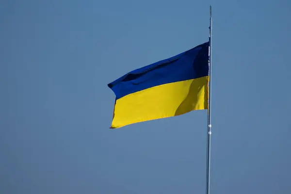rüzgarda sallayarak Ukrayna bayrağı