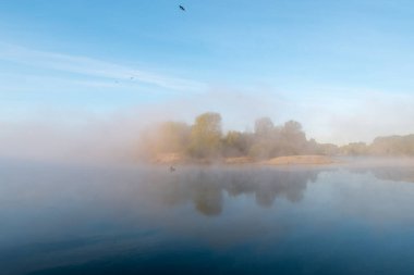 Nehir kıyısında güzel bir sabah sisi